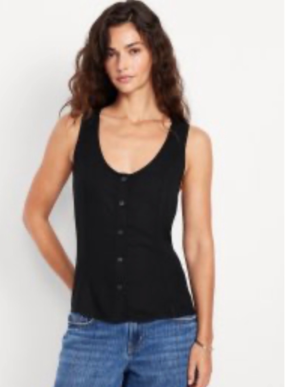 OLD NAVY Button-Down Crepe Swing Top IN Black Jack NWT